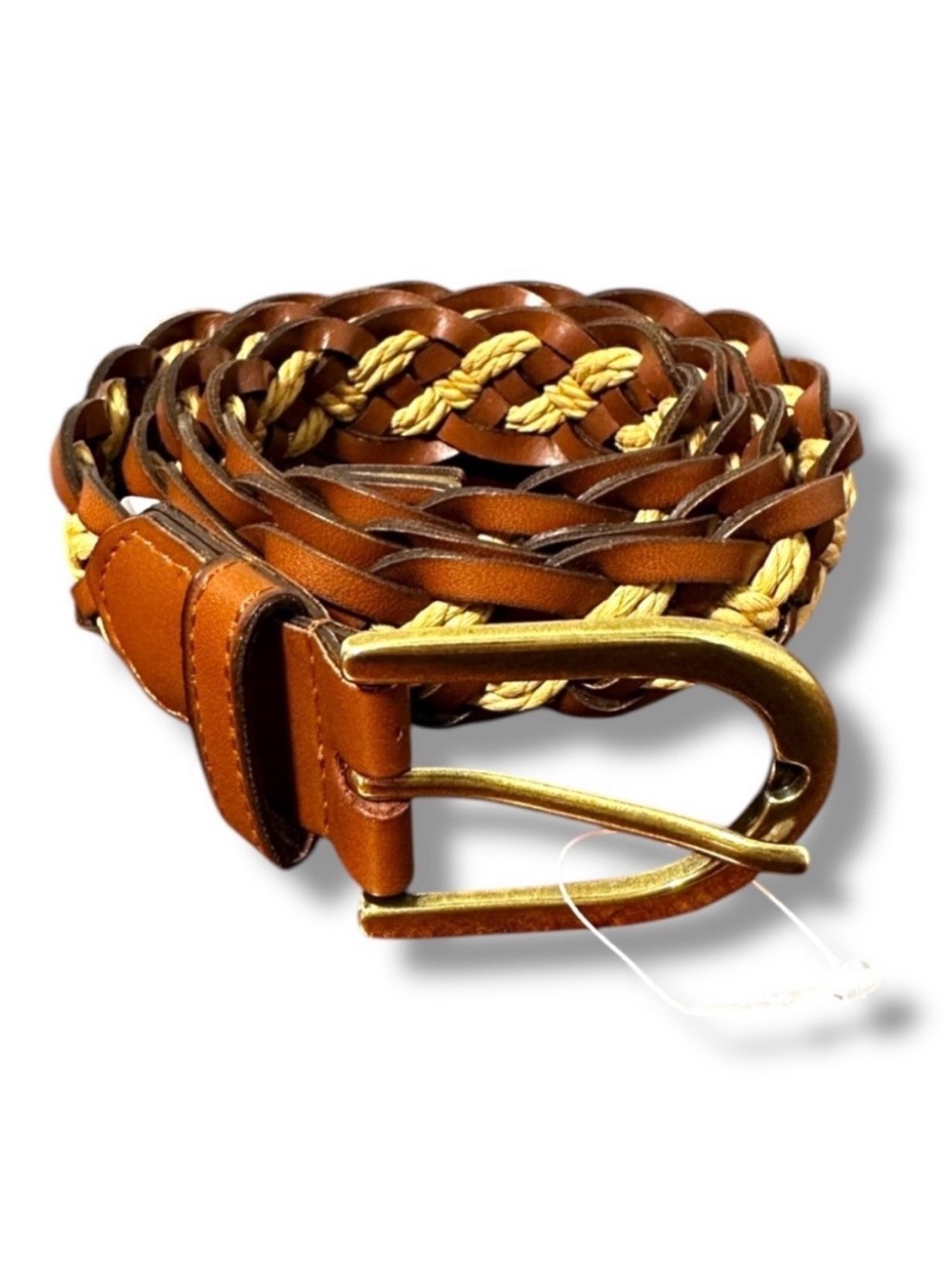 Leather Cotton Rope Braided Belt Women’s Size Medium/Large NWOT Preppy Coastal
